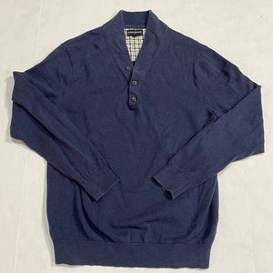 Banana Republic Blue 1/4 Button Pullover Long Sleeve Grandpa Sweater, Men’s Sz L